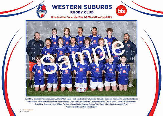 2023 WESTS ROOSTERS TEAM PHOTOGRAPH PRINT 25X20CM [$17]